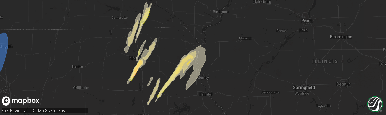 Hail map in Canton, MO on April 16, 2024