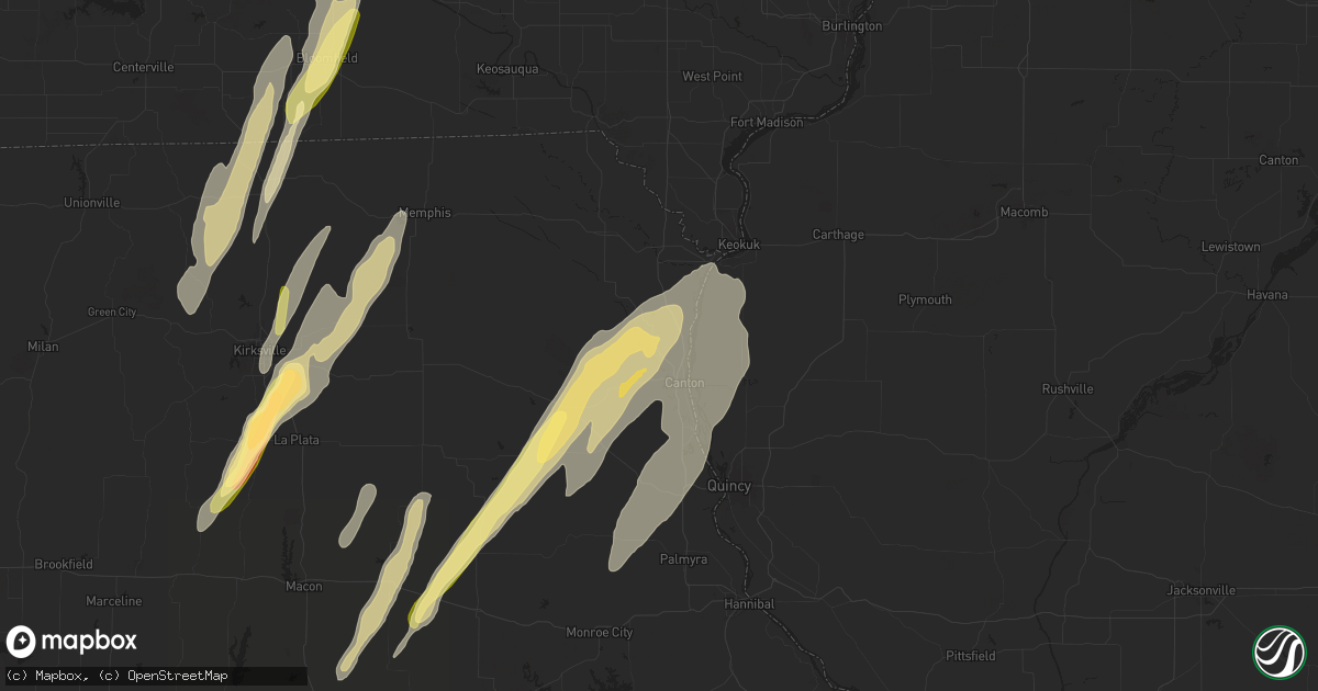 Hail map in Canton, MO on April 16, 2024