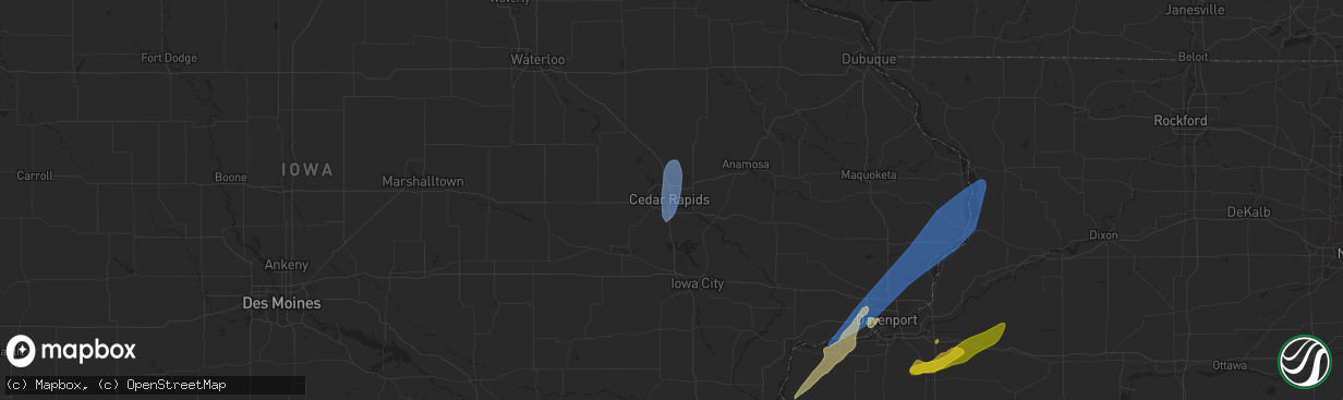 Hail map in Cedar Rapids, IA on April 16, 2024