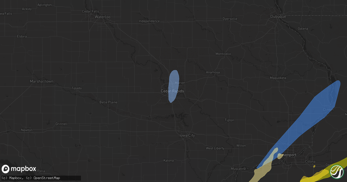 Hail map in Cedar Rapids, IA on April 16, 2024