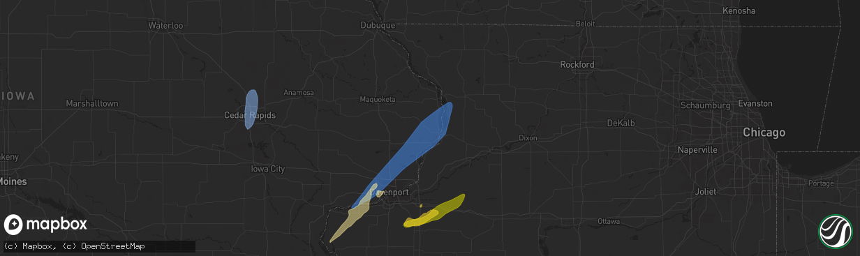 Hail map in Clinton, IA on April 16, 2024