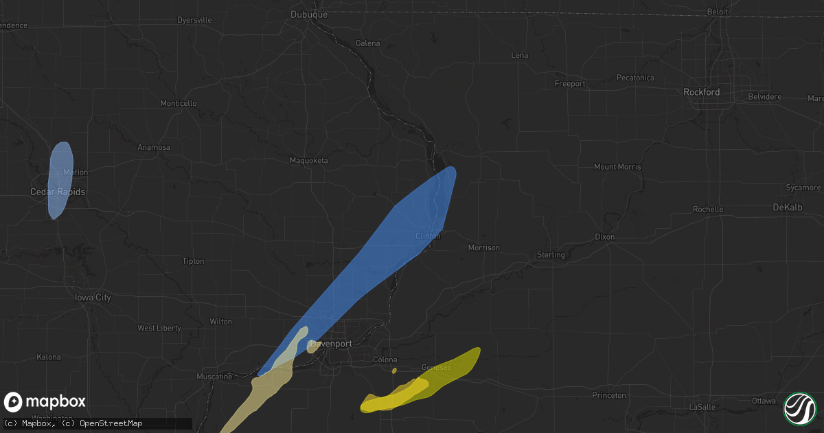 Hail map in Clinton, IA on April 16, 2024