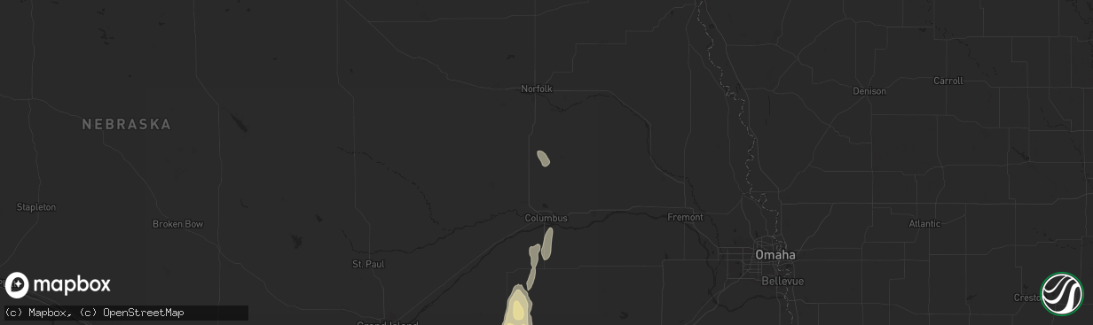 Hail map in Creston, NE on April 16, 2024