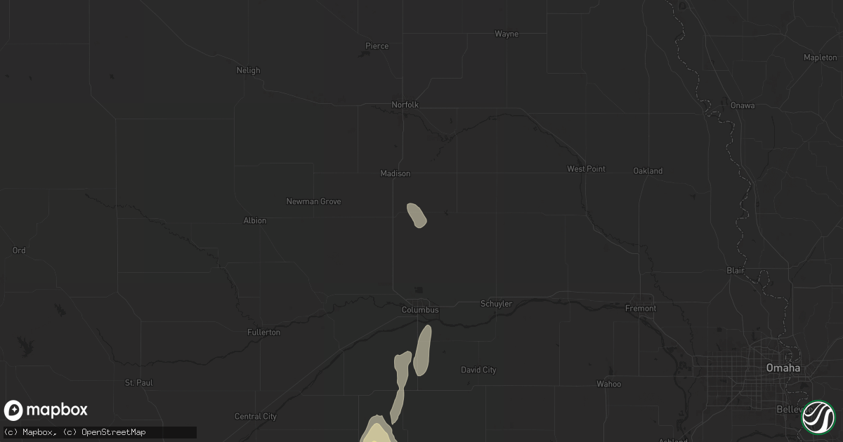Hail map in Creston, NE on April 16, 2024