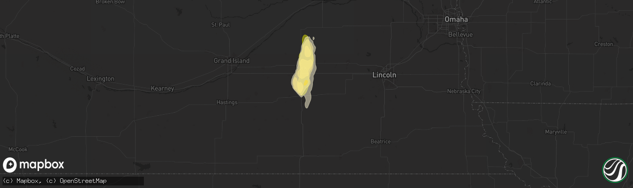 Hail map in Exeter, NE on April 16, 2024