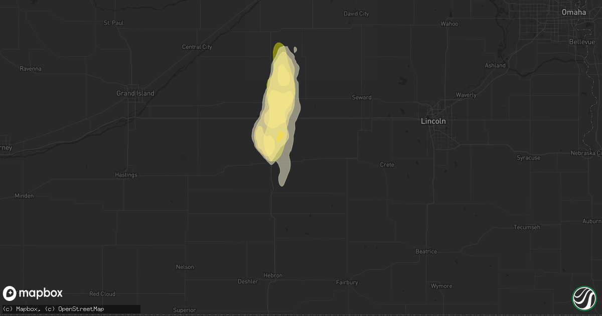 Hail map in Exeter, NE on April 16, 2024