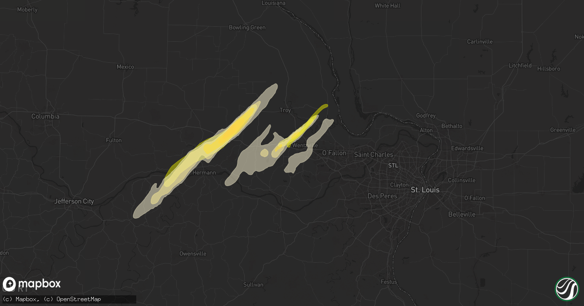 Hail map in Foristell, MO on April 16, 2024