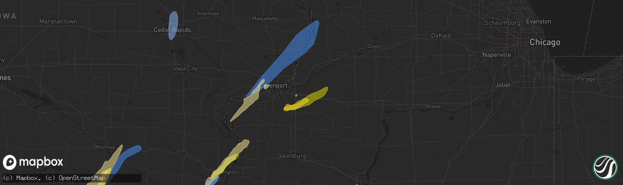 Hail map in Geneseo, IL on April 16, 2024