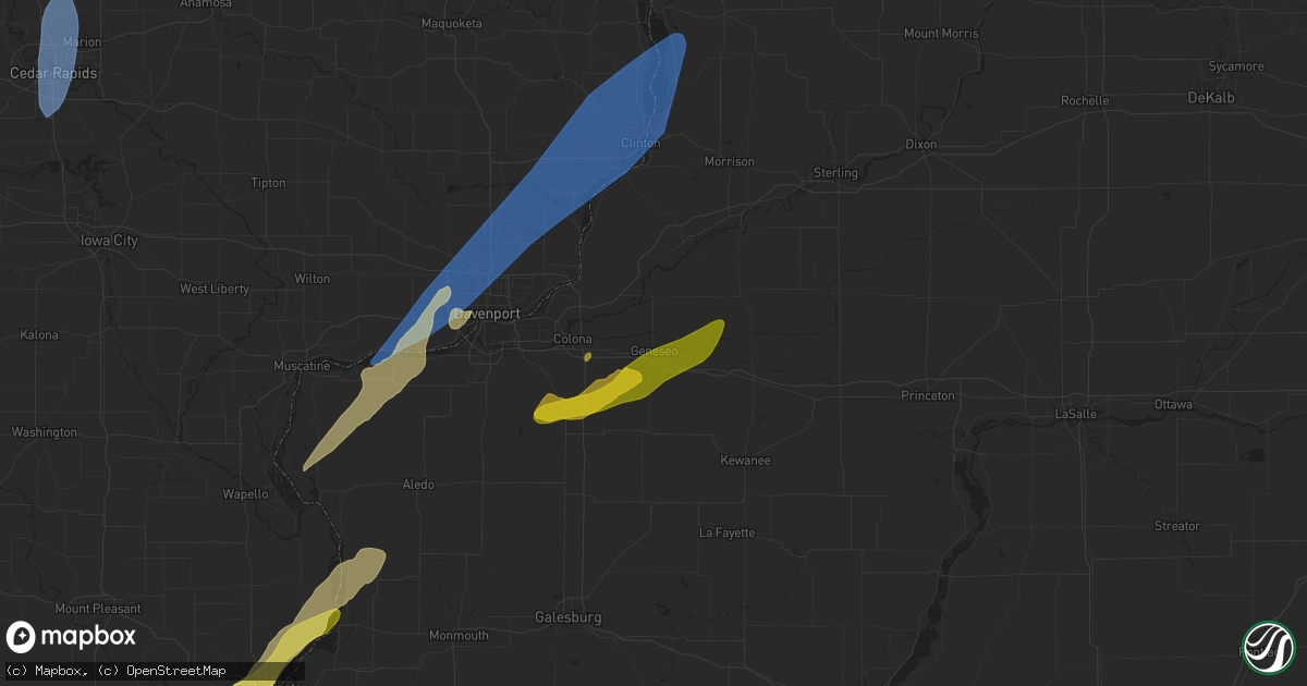 Hail map in Geneseo, IL on April 16, 2024