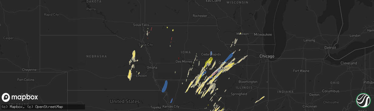 Hail map in Iowa on April 16, 2024