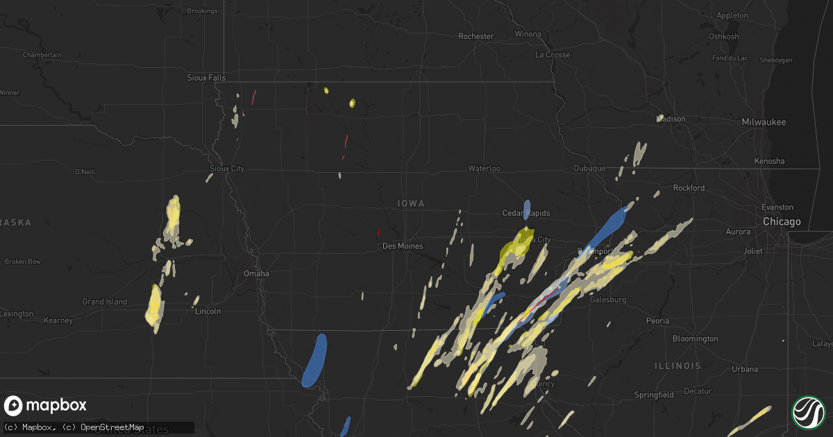 Hail map in Iowa on April 16, 2024