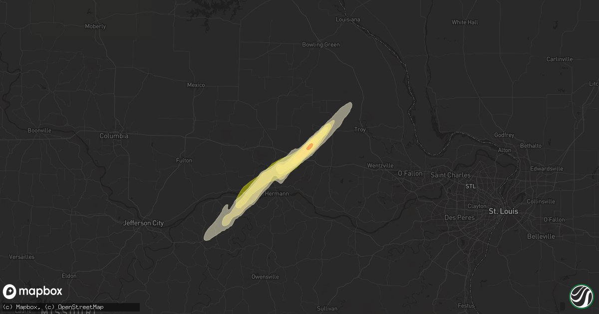 Hail map in Jonesburg, MO on April 16, 2024