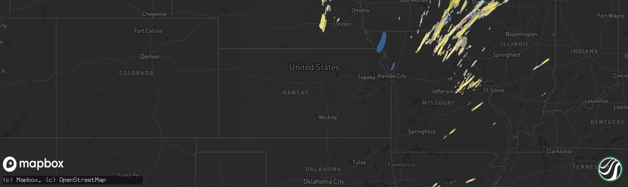 Hail map in Kansas on April 16, 2024