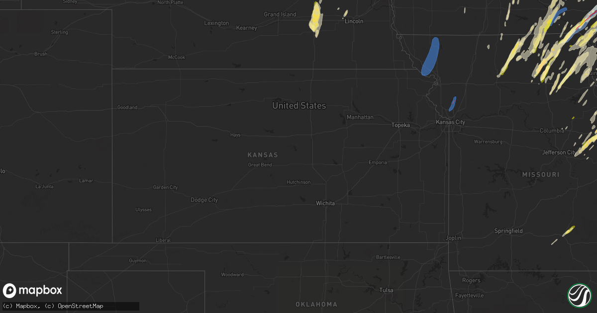 Hail map in Kansas on April 16, 2024