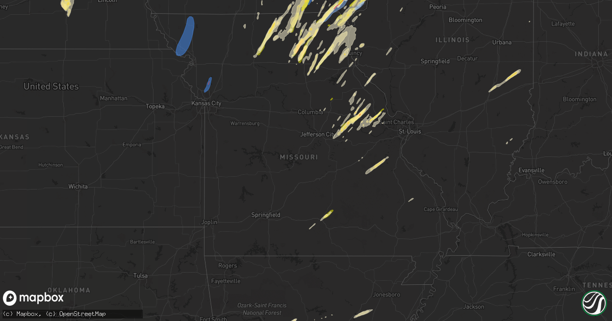 Hail map in Missouri on April 16, 2024
