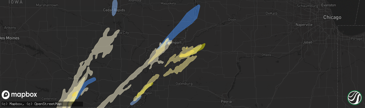 Hail map in Orion, IL on April 16, 2024