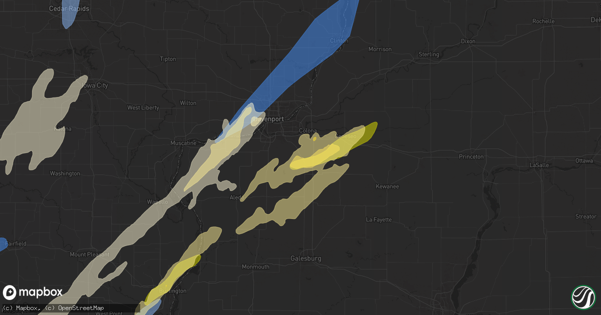 Hail map in Orion, IL on April 16, 2024