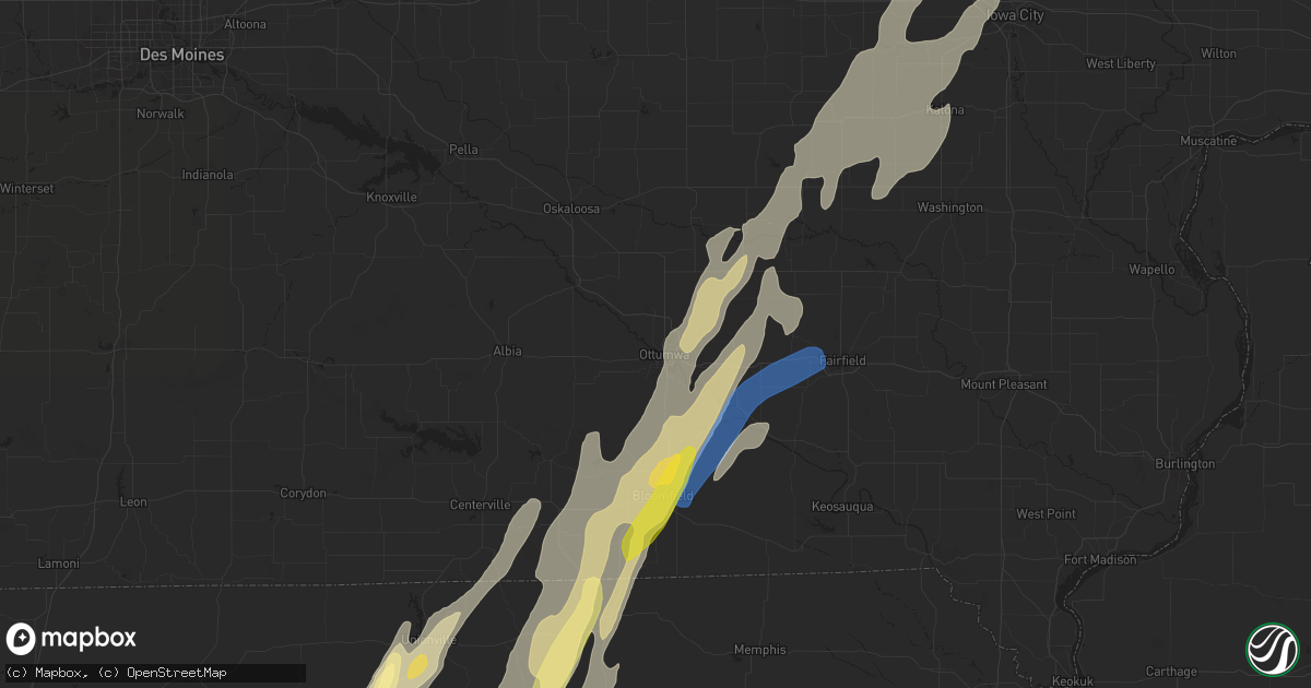 Hail map in Ottumwa, IA on April 16, 2024