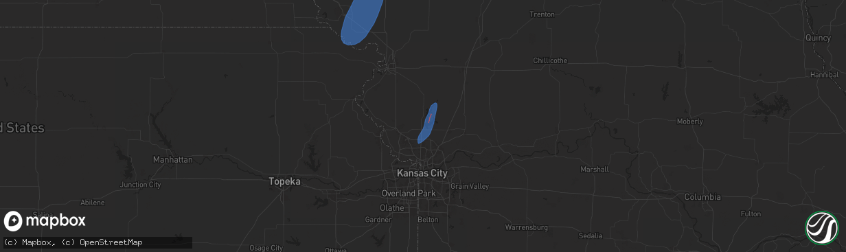 Hail map in Smithville, MO on April 16, 2024