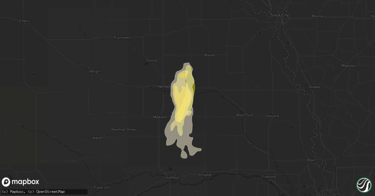 Hail map in Stanton, NE on April 16, 2024