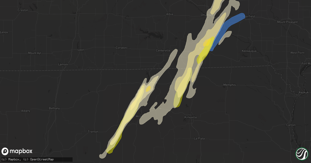 Hail map in Unionville, MO on April 16, 2024
