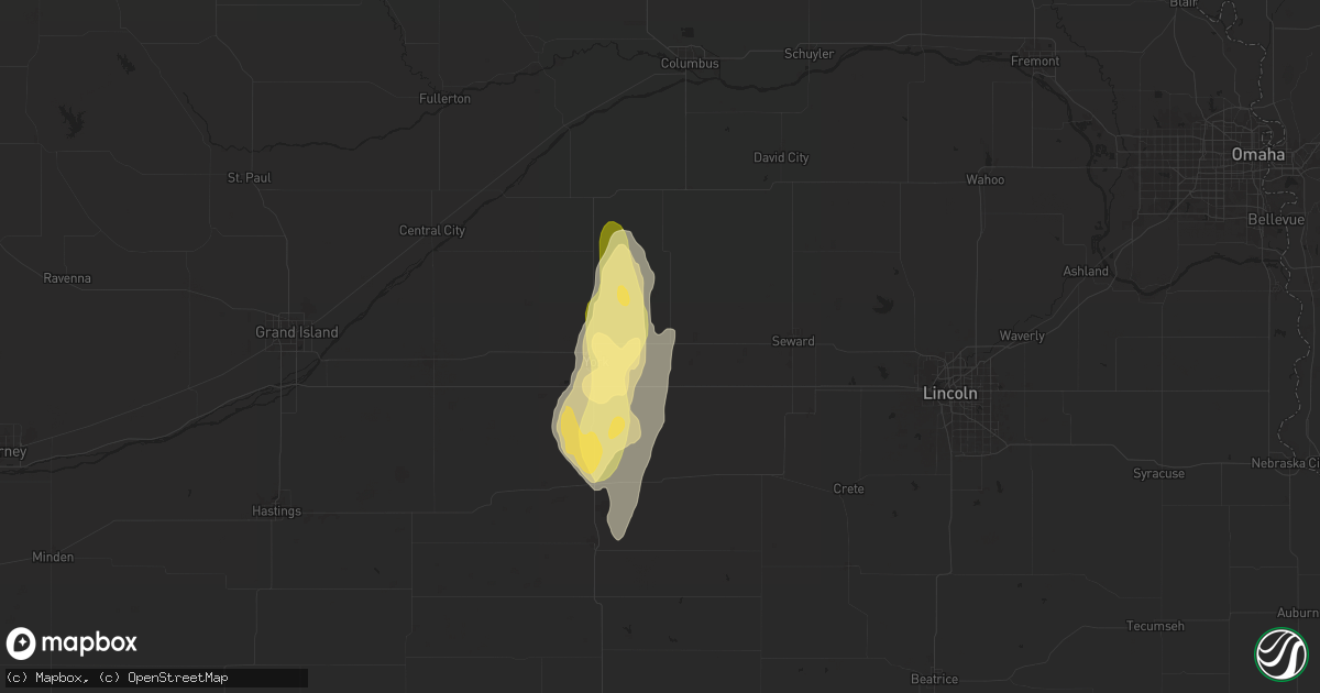 Hail map in Waco, NE on April 16, 2024