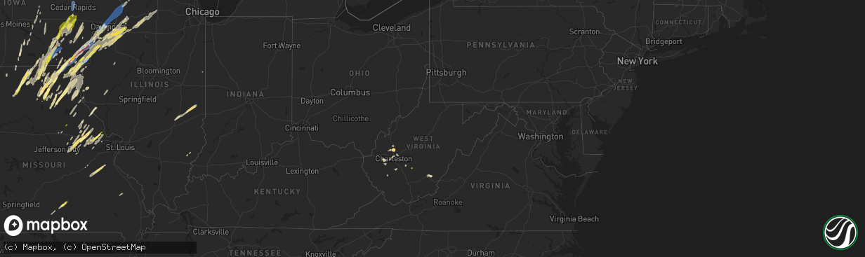 Hail map in West Virginia on April 16, 2024