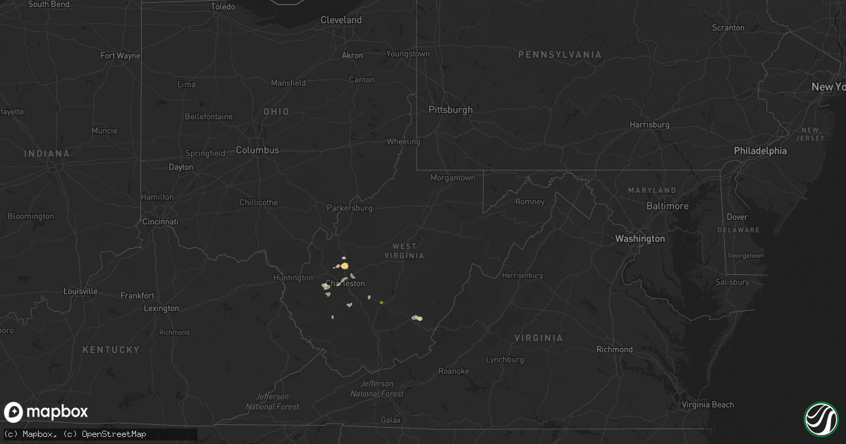 Hail map in West Virginia on April 16, 2024