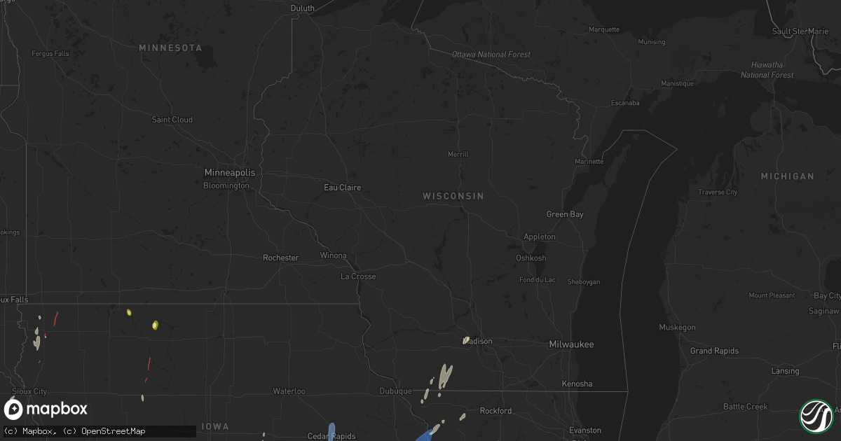 Hail map in Wisconsin on April 16, 2024