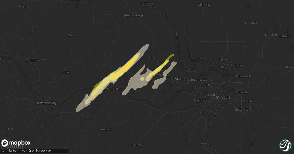 Hail map in Wright City, MO on April 16, 2024