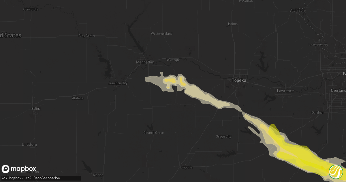 Hail map in Alma, KS on April 16, 2025