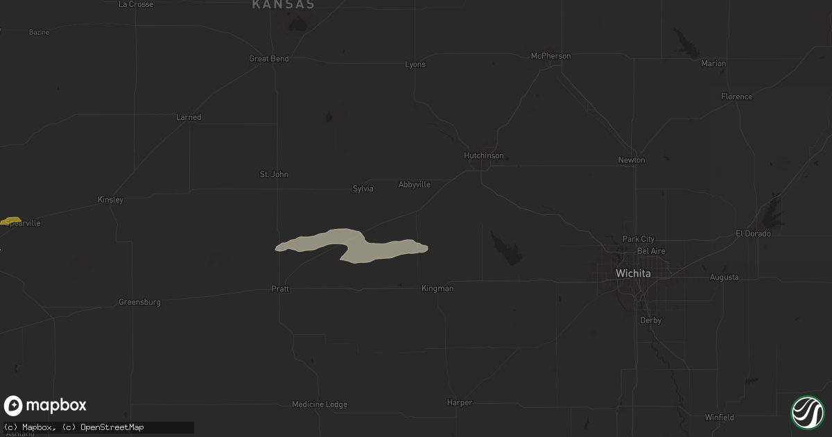 Hail map in Arlington, KS on April 16, 2025