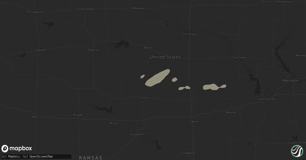 Hail map in Barnard, KS on April 16, 2025