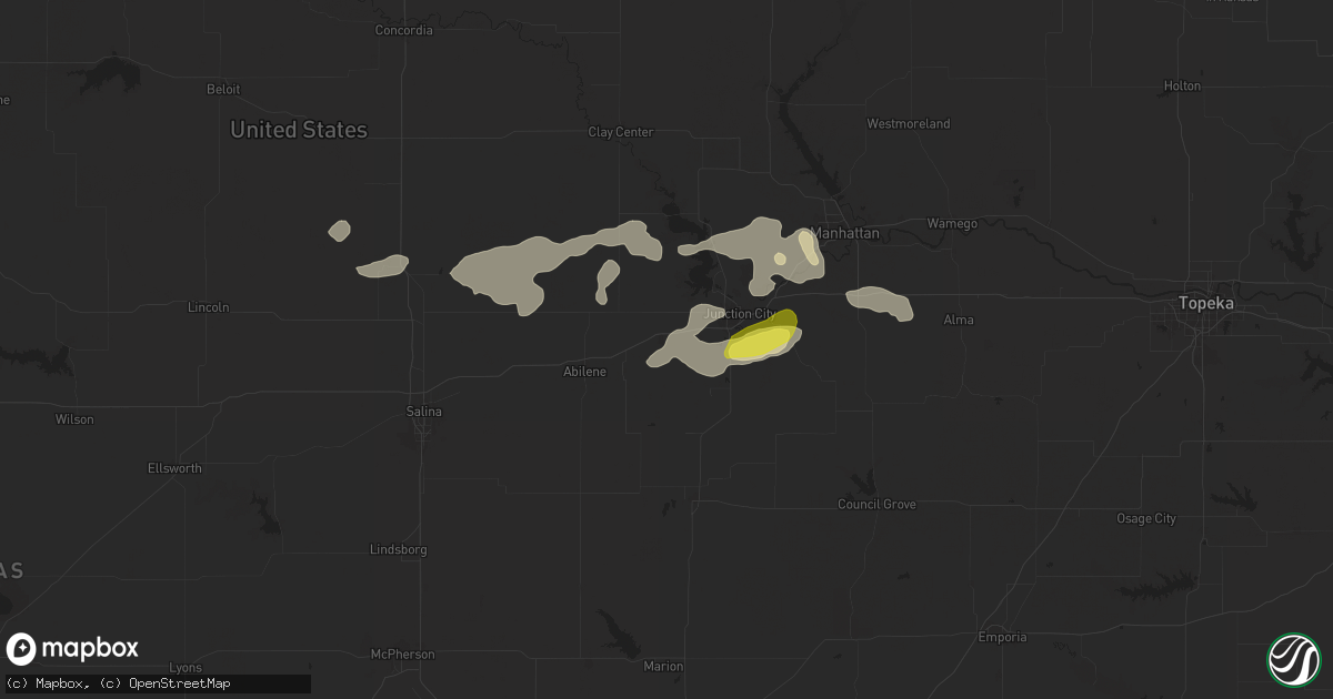 Hail map in Chapman, KS on April 16, 2025