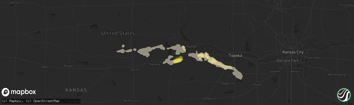 Hail map in Fort Riley, KS on April 16, 2025