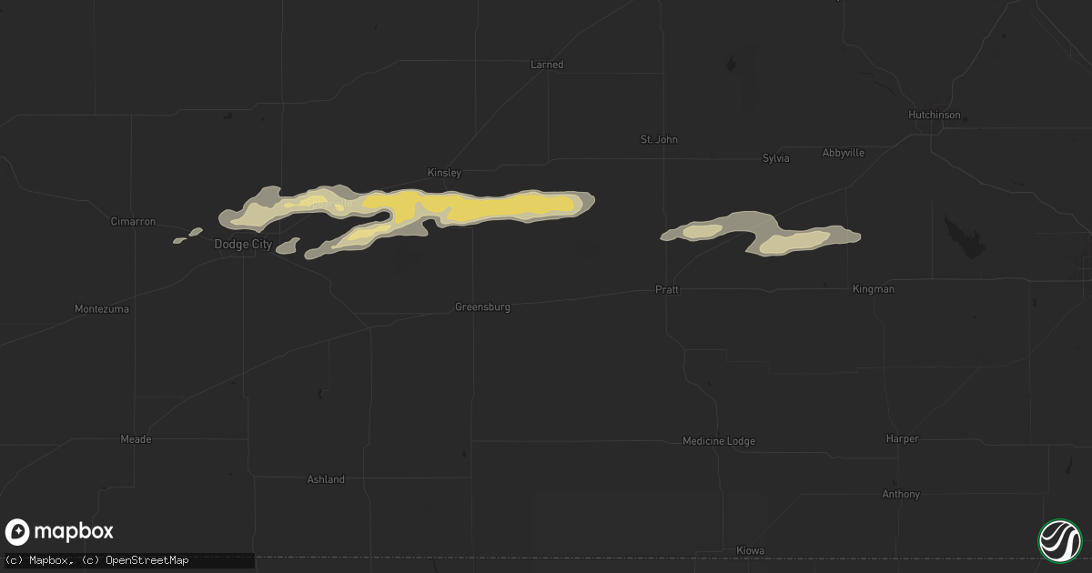 Hail map in Haviland, KS on April 16, 2025