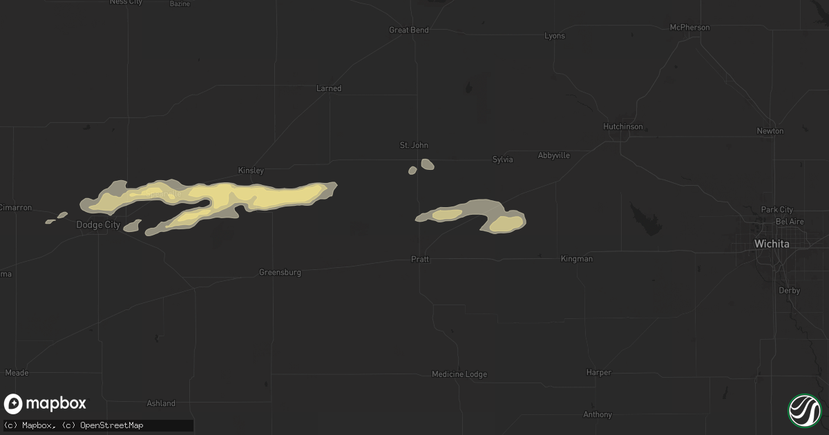 Hail map in Iuka, KS on April 16, 2025