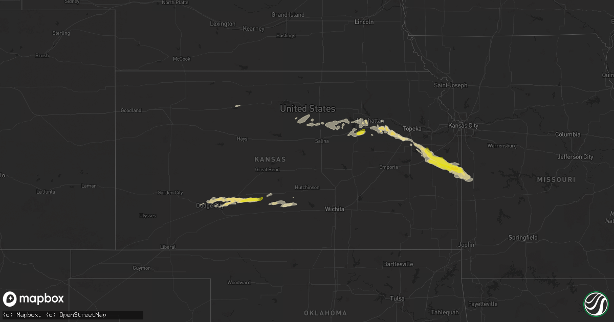 Hail map in Kansas on April 16, 2025