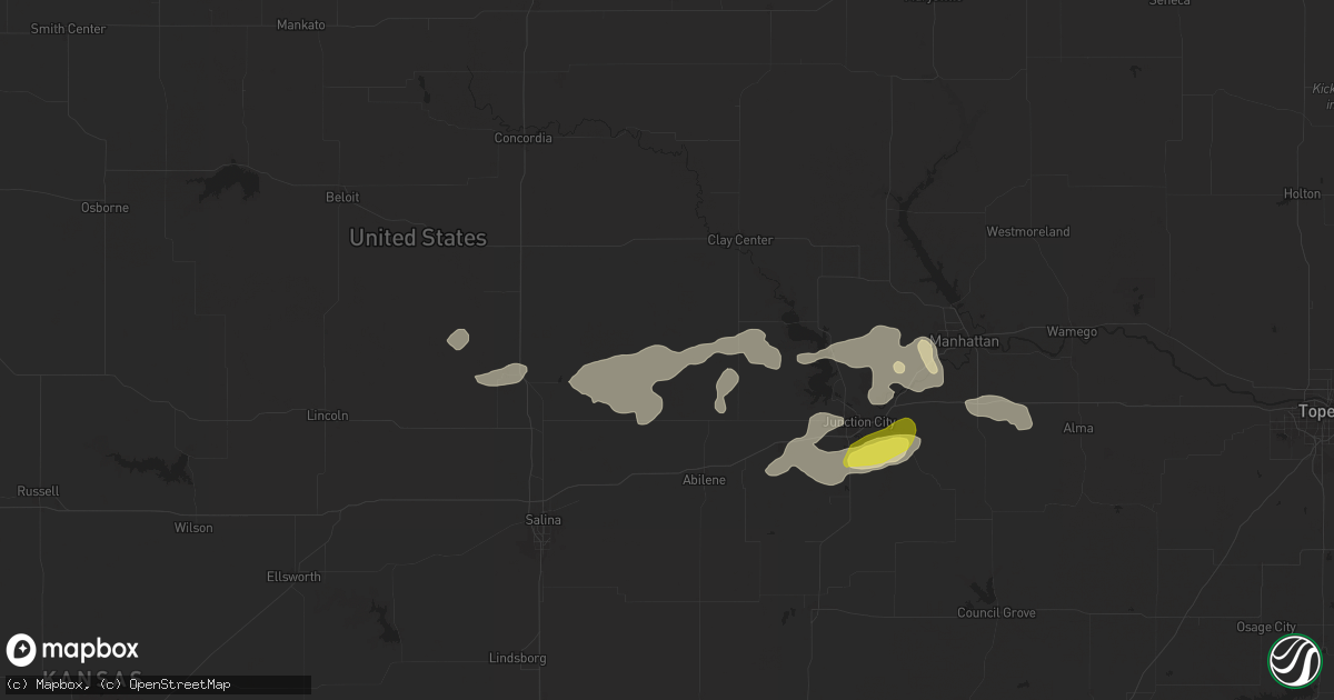 Hail map in Longford, KS on April 16, 2025