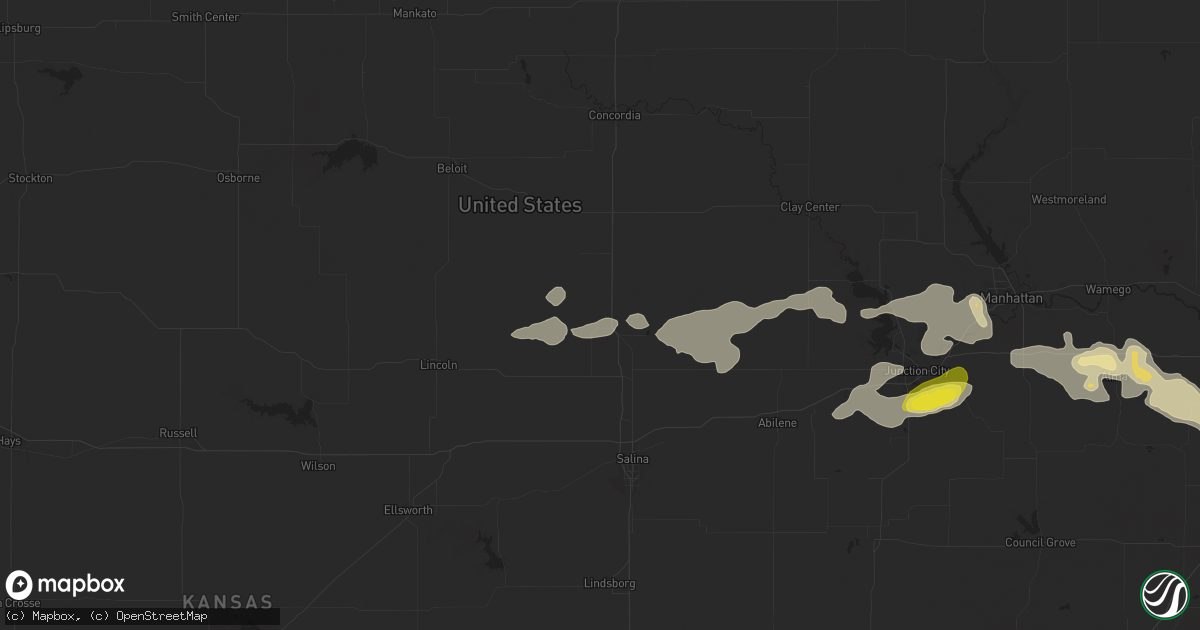 Hail map in Minneapolis, KS on April 16, 2025