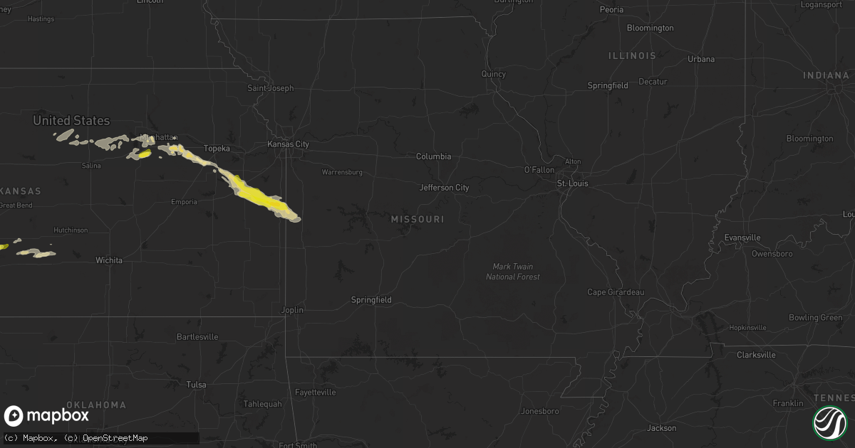 Hail map in Missouri on April 16, 2025