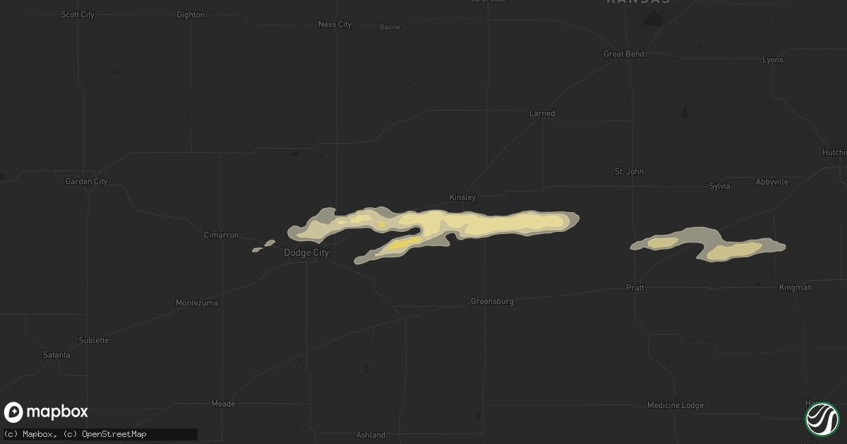 Hail map in Offerle, KS on April 16, 2025