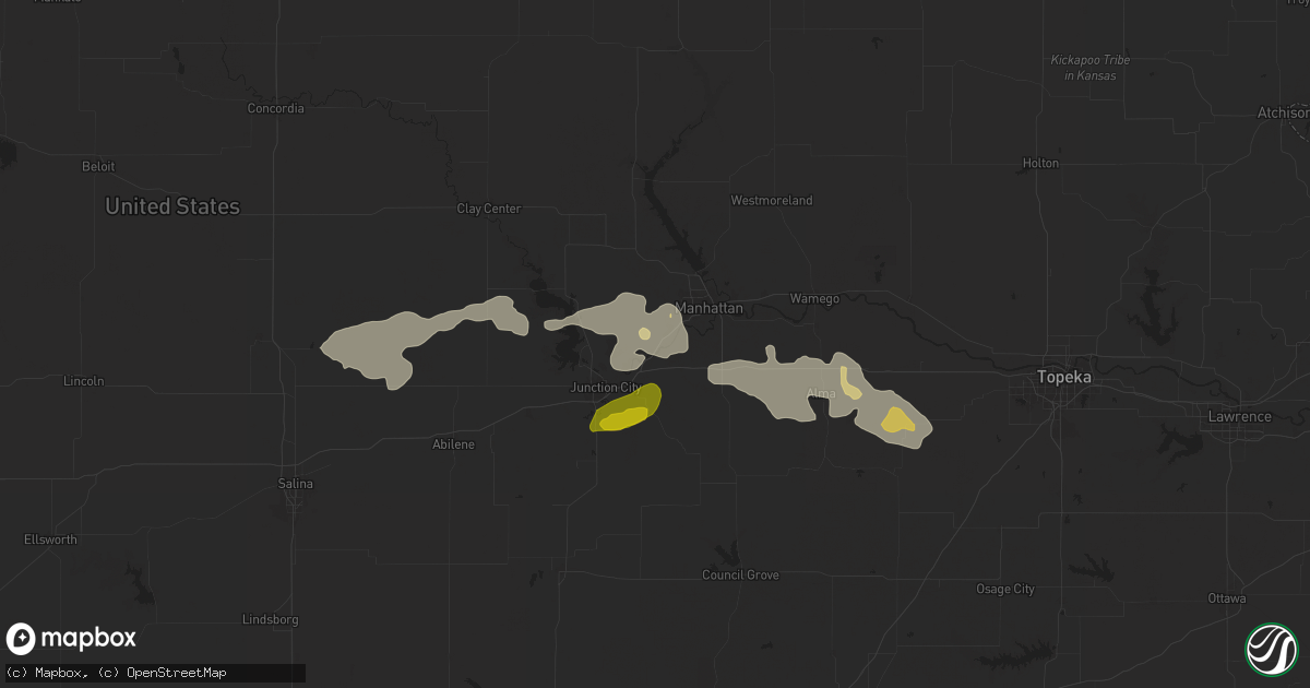 Hail map in Ogden, KS on April 16, 2025