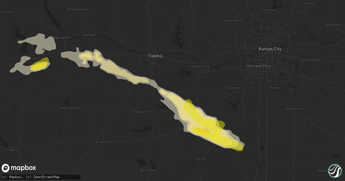 Hail map in Overbrook, KS on April 16, 2025