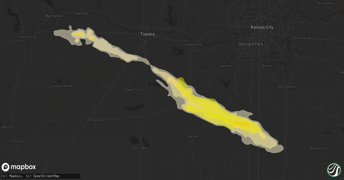 Hail map in Pomona, KS on April 16, 2025