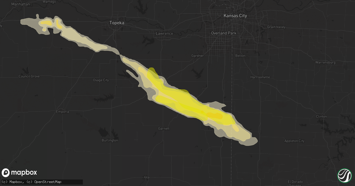 Hail map in Rantoul, KS on April 16, 2025