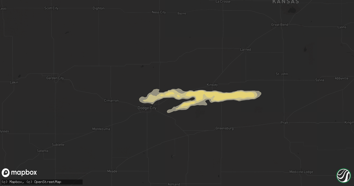 Hail map in Spearville, KS on April 16, 2025