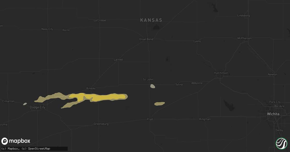 Hail map in St John, KS on April 16, 2025