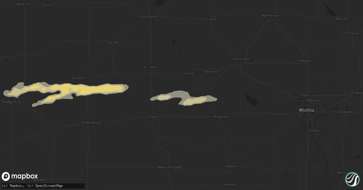 Hail map in Turon, KS on April 16, 2025