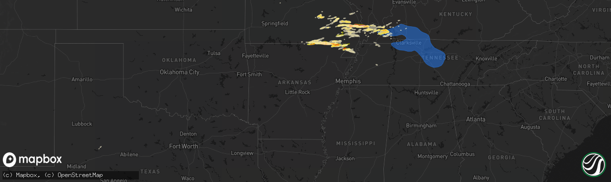 Hail map in Arkansas on April 16, 2026